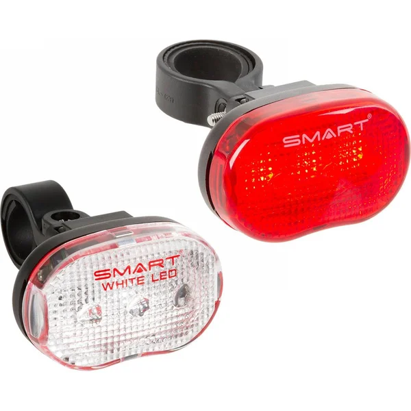 LED flashing front and rear bike light set with AAA batteries
