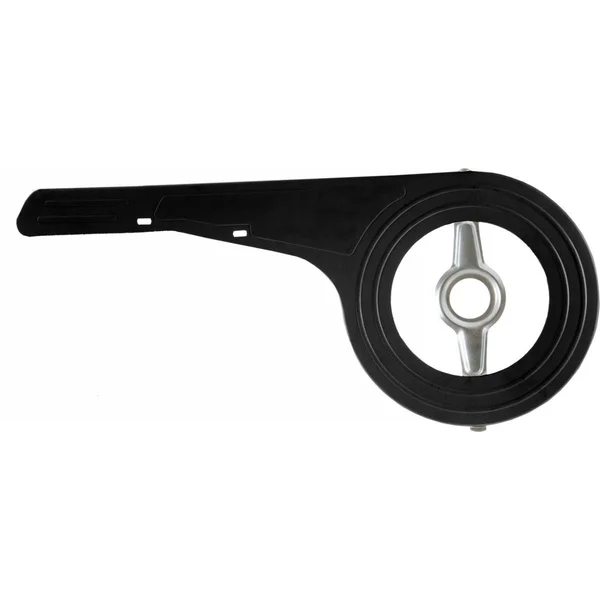 Black plastic chain guard 38-48 teeth 520x230 mm with bracket