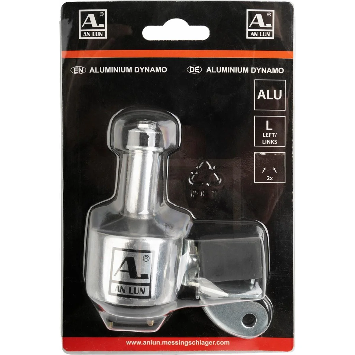 Aluminum dynamo 6V 3W double mount large rubber roller left mount 2