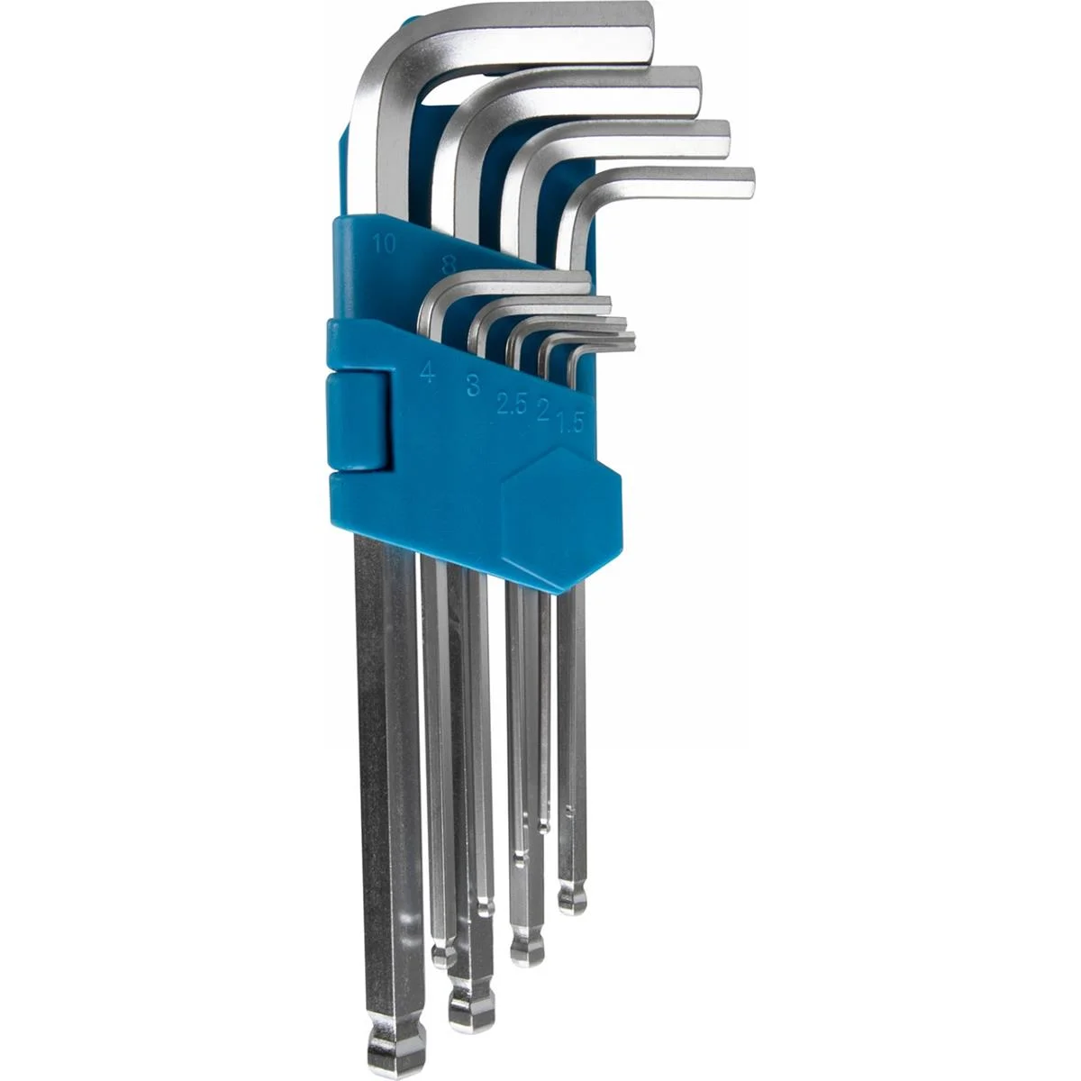 9‑in‑1 Allen key set sizes 1.5–10 mm CrV steel 2