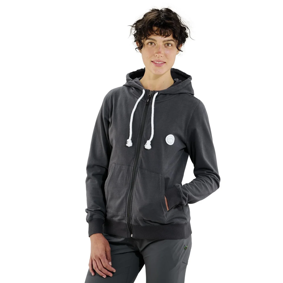 Hoodie med dragkedja Wo Bege - Taglia XS 3