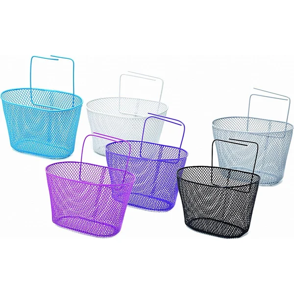 Girls front bike basket pink plastic‑coated steel 24x17x14.5 cm