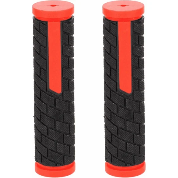 MTB rubber grips black red 128 mm ergonomic