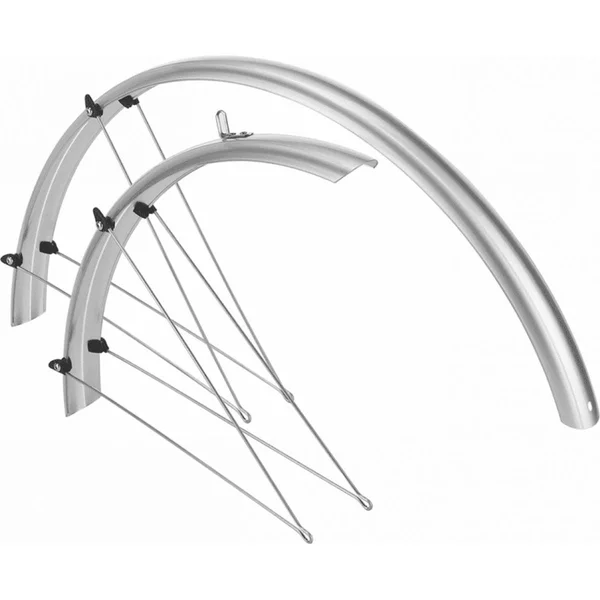 26" Schutzbleche Set vorne und hinten 51mm silber mit Montagezubehör