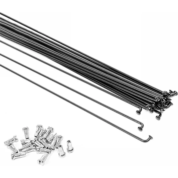 Schwarze Speichen 290 mm Verzinkter Stahl 10 Stk mit Nippeln