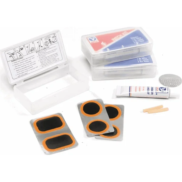Inner tube repair kit with 6 patches and vulcanizing glue