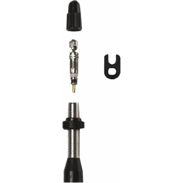 Presta tubeless removable valves 40 mm brass silver pair