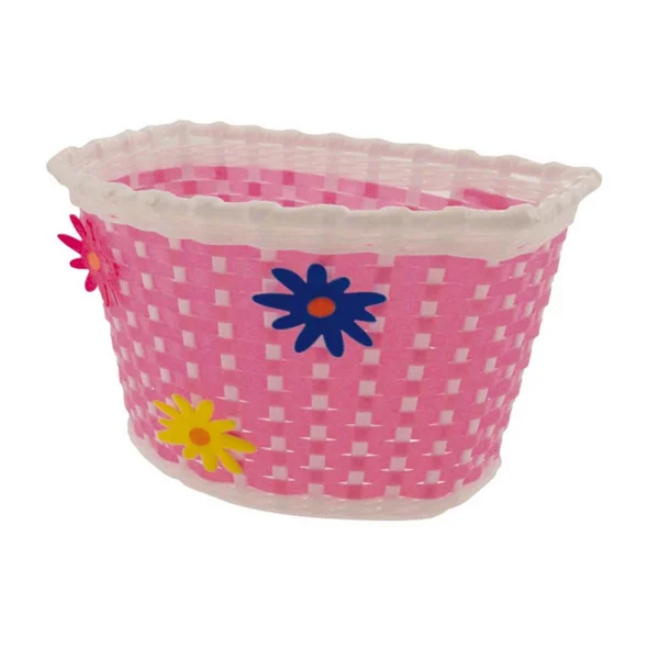 Front bike basket pink plastic for girl with cable ties included