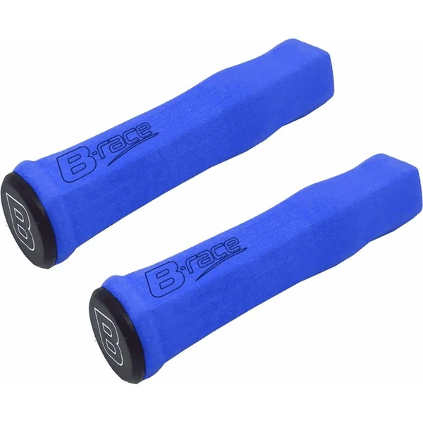 Soft sponge bike grips 127 mm blue with bar end plugs